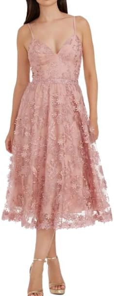 Women's Tahani Plunge Neckline Fit and Flare Midi Dress